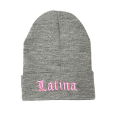 Latina Old English Embroidered Hat - Grey/Pink