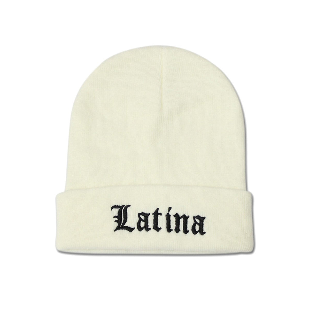 Latina Old English Embroidered Hat - White/Black