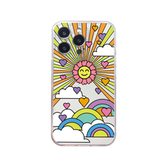 Neon Sky with Flower Sun and Hearts Phone Case (Fits iPhone 12 Pro Max & iPhone 13 Pro Max)